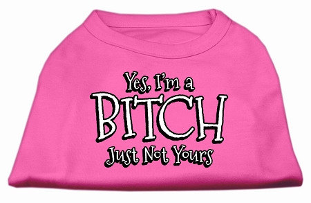 Yes I'm a Bitch Just not Yours Screen Print Shirt Bright Pink Sm